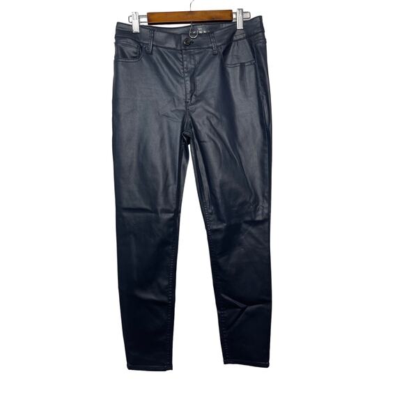 WHBM faux leather pants jeans slacks women's 8 short dark gray / dull black - Picture 1 of 16